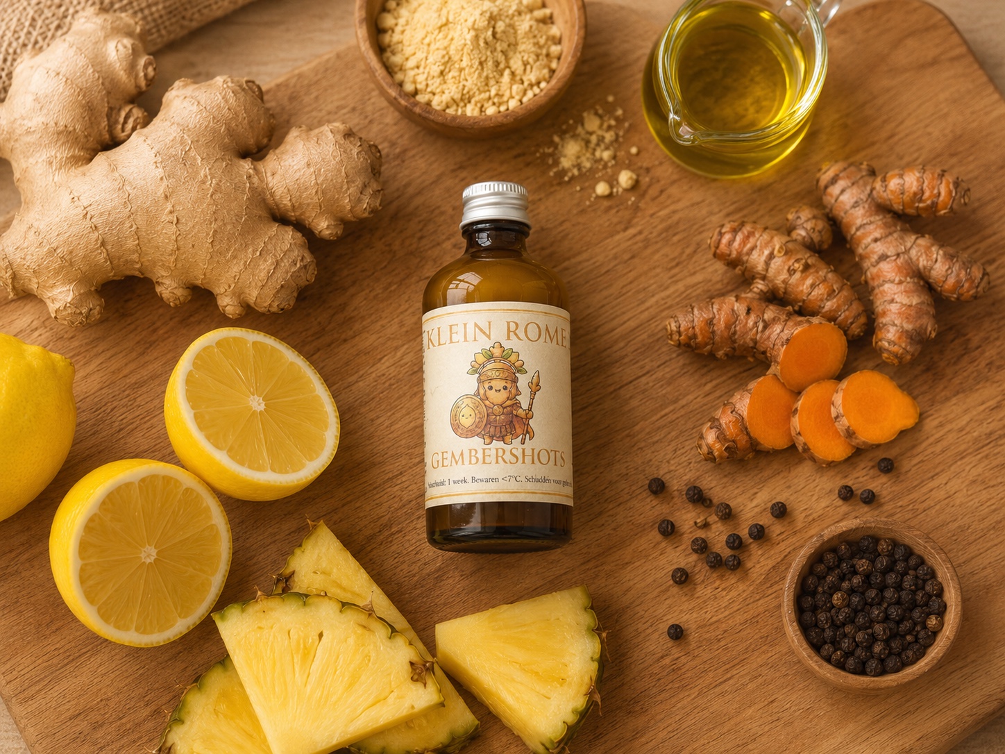 Flesje Klein Rome Gembershots met verse ingrediënten